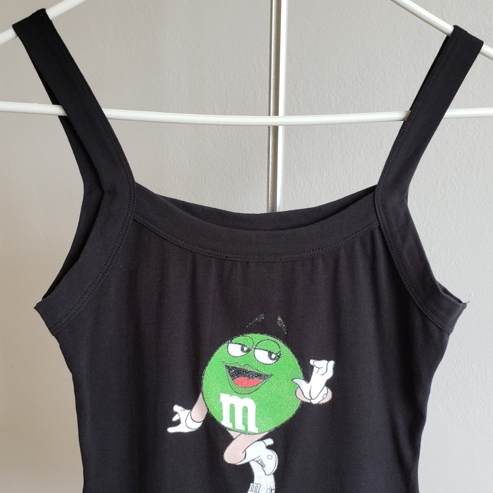 M&Ms world black tank top with M&M design